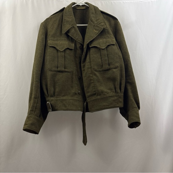 Jackets & Blazers - Vintage 1950s Women’s Ladies Tweed Wool Style Jacket Size 9 Green Military Style